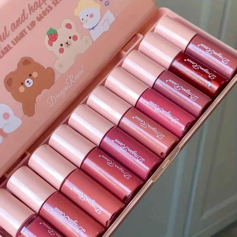 10pcs Lip Gloss Set – Glossy Finish with Glitter Touch | Mixed Shades for Every Look